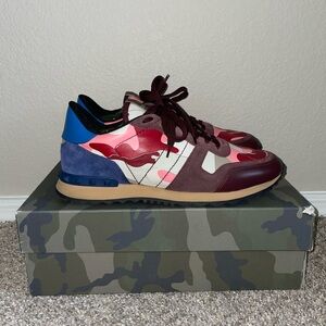 Valentino Garavani Camo Sneakers Red Blue Mens Size US 10|EU 43 |Original Box